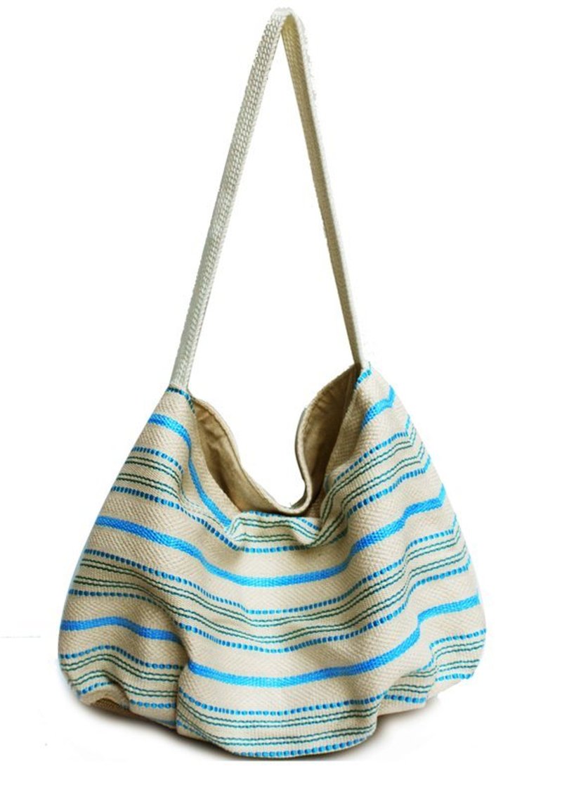 海洋风条纹出游包 - 侧背包/斜挎包 - 其他材质 白色