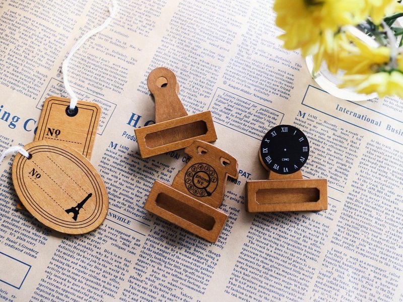 ✄ 生活道具 ｜日式杂货 复古电话磁铁木夹组  冰箱  - 墙贴/壁贴 - 木头 咖啡色