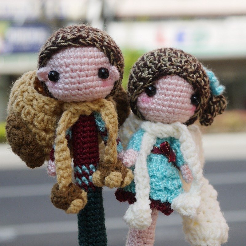 ‘毛线手创’情人系列 造型签名对笔 ♥Q娃戴帽篇♥ - 玩偶/公仔 - 其他材质 蓝色