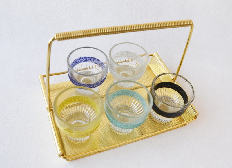 东西德分裂时期 野餐玻璃杯提盘组 东德制造地 Made in GDR - 茶具/茶杯 - 纸 金色