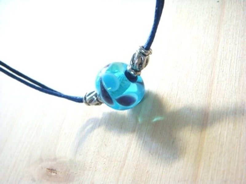 柚子林手工琉璃 - 转转风车 (浅海蓝) - 项链 - 玻璃 蓝色