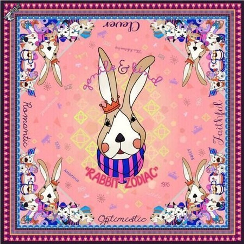 Asama设计师丝巾/ 兔子的独角秀 Chinese Zodiac - 丝巾 - 其他材质 粉红色