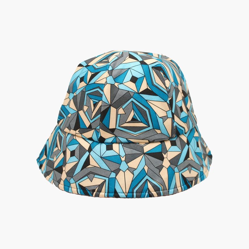 BLR 手作 印花 双面戴 渔夫帽 几何夏日 - 帽子 - 其他材质 蓝色