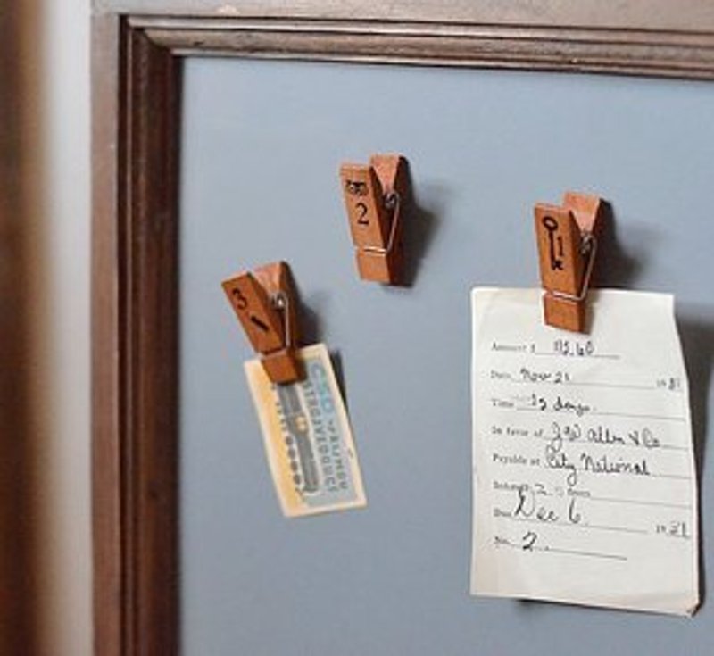 复古杂货ZAKKA 磁铁小木夹 冰箱贴 - 冰箱贴/磁贴 - 木头 咖啡色