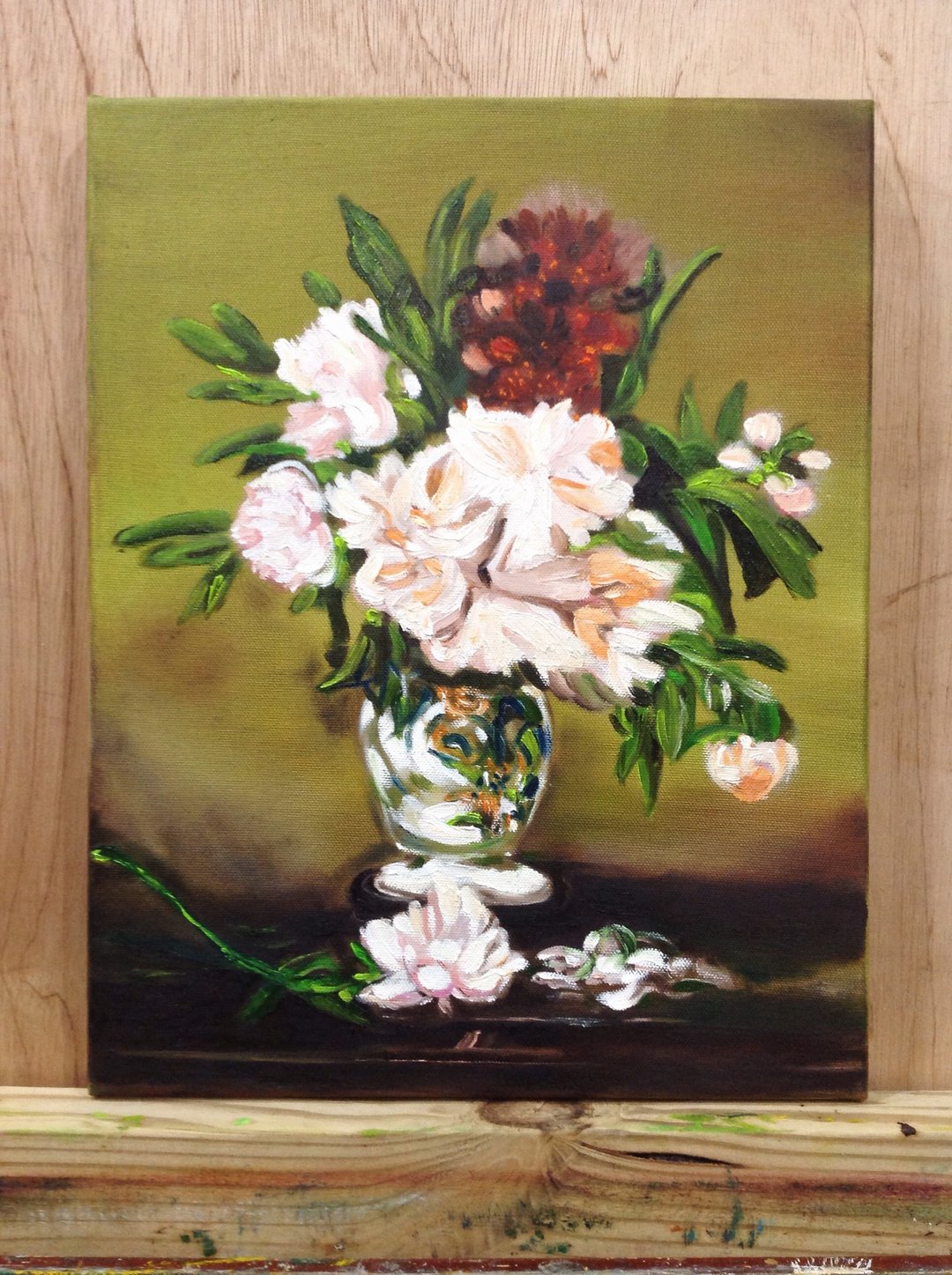 手绘油画 瓶中牡丹 Peonies in a Vase(现货一幅) - 海报/装饰画/版画 - 其他材质 红色