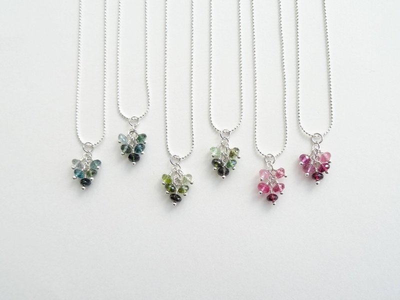 ::丰收的季节:: 多彩渐层碧玺盘切珠迷你果实串纯银项链 - 项链 - 半宝石 多色