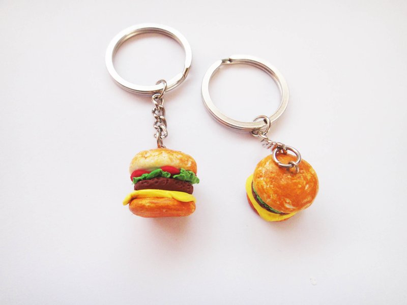 好吃大汉堡钥匙圈 - 钥匙链/钥匙包 - 粘土 粉红色
