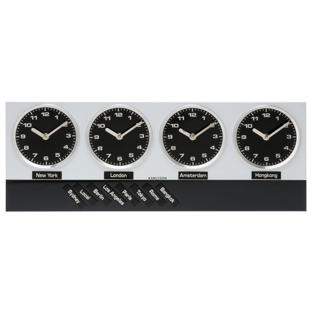 Karlsson, 4 Time Zone Wall clock Metal Black 四时区挂钟 - 时钟/闹钟 - 其他金属 黑色