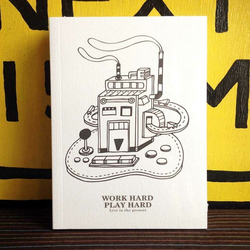 空白笔记本 “Work hard, play hard。认真工作认真玩” 记事本 万用册 - 笔记本/手帐 - 纸 白色