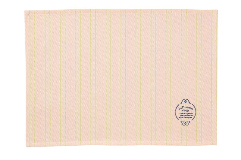 Church 马卡龙粉红色缀米灰条纹织布餐垫 - 餐垫/桌巾 - 棉．麻 