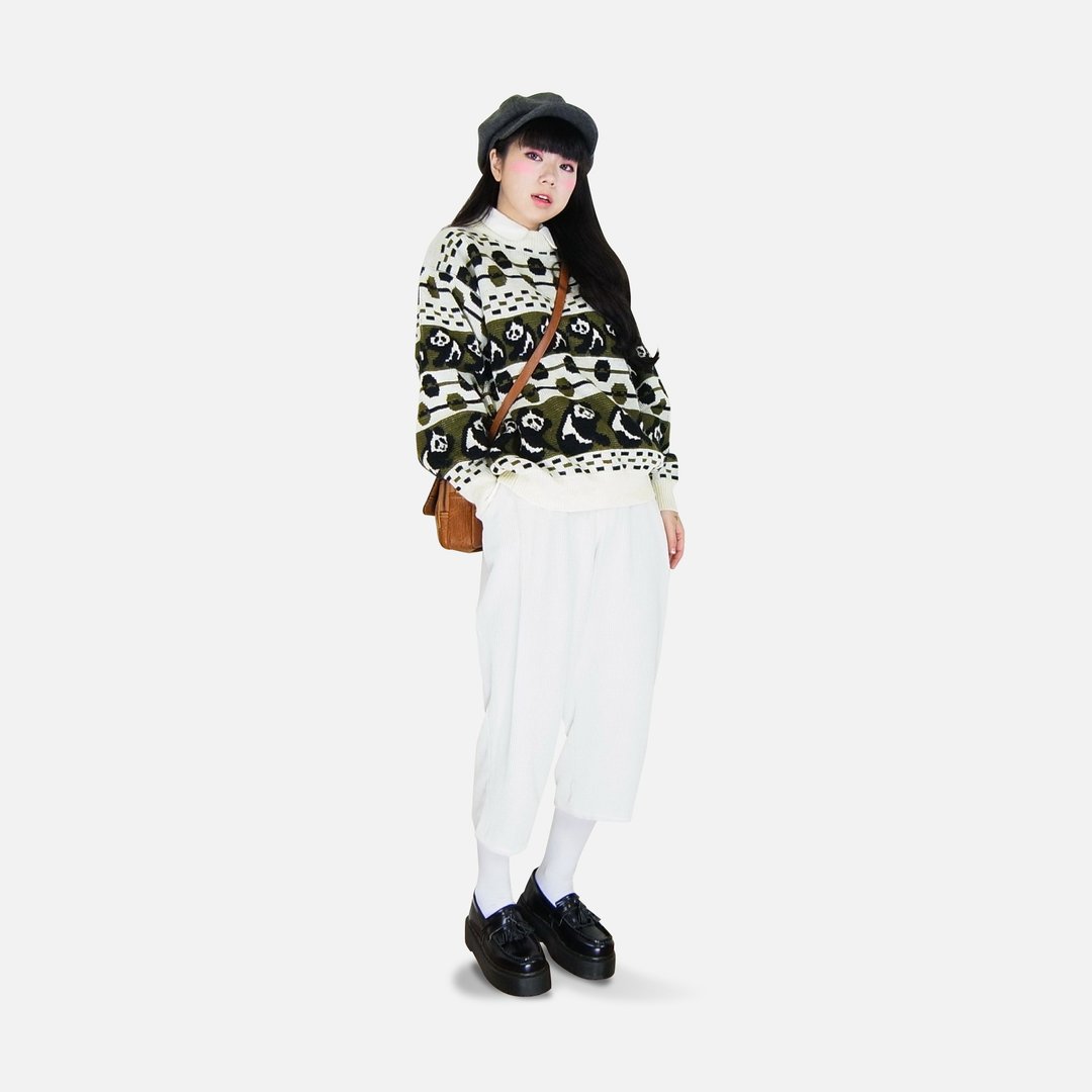 A·PRANK :DOLLY :: 复古着VINTAGE熊猫猫熊圆仔跳舞毛衣 - 女装针织衫/毛衣 - 棉 
