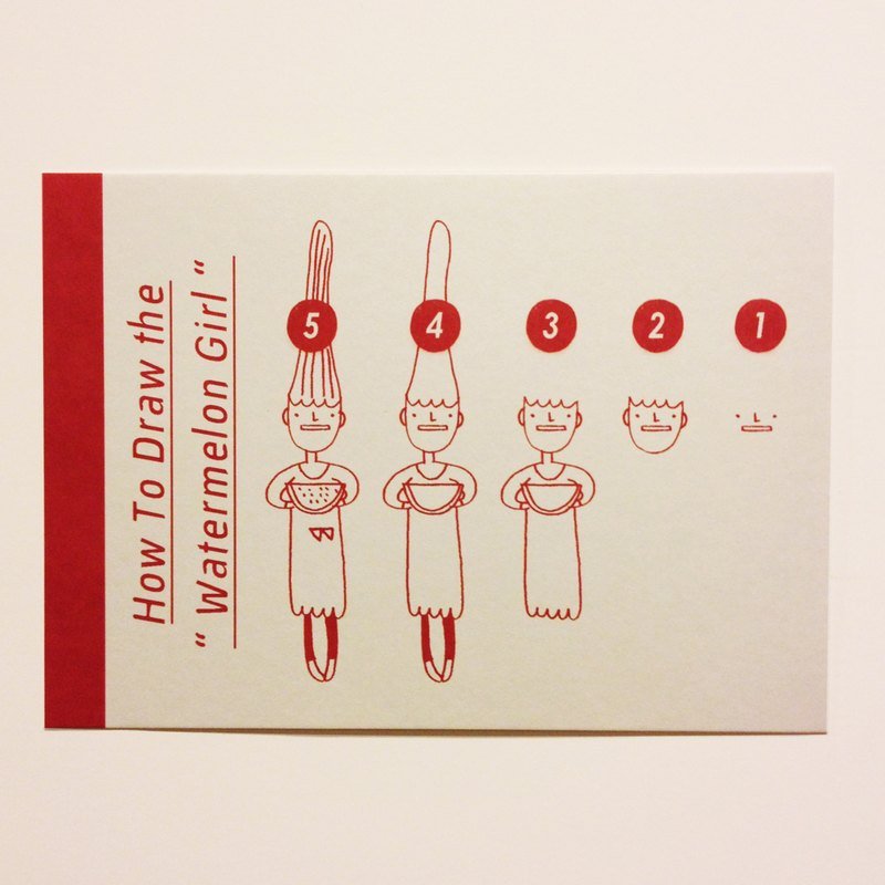 西瓜少女明信片 - 卡片/明信片 - 纸 红色