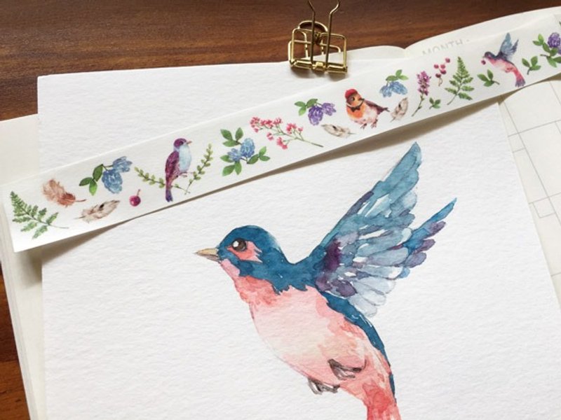 Atelier Hanu / Flower & Bird 花鸟纸胶带 - 纸胶带 - 纸 绿色