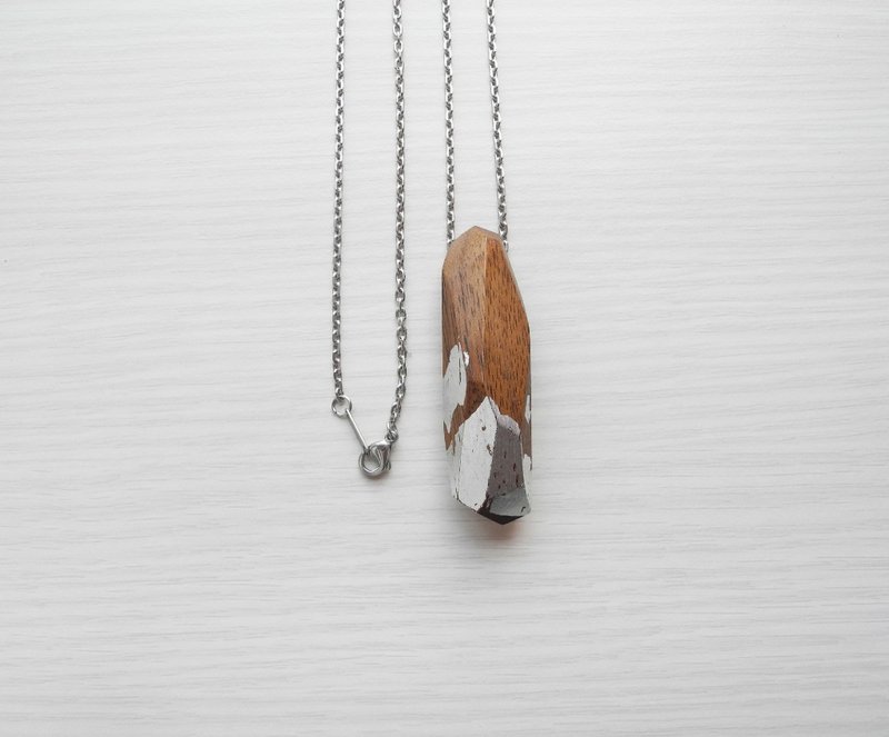 不规则造型木坠-银箔点缀 - 项链 - 木头 白色