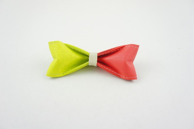 【新品】10/10 十分设计《萤光黄 x 珊瑚红》手工制作双色领结（纸领结、蝴蝶结、领带/婚礼小物、装扮、新郎婚纱、伴郎领结） - 领带/领带夹 - 防水材质 粉红色