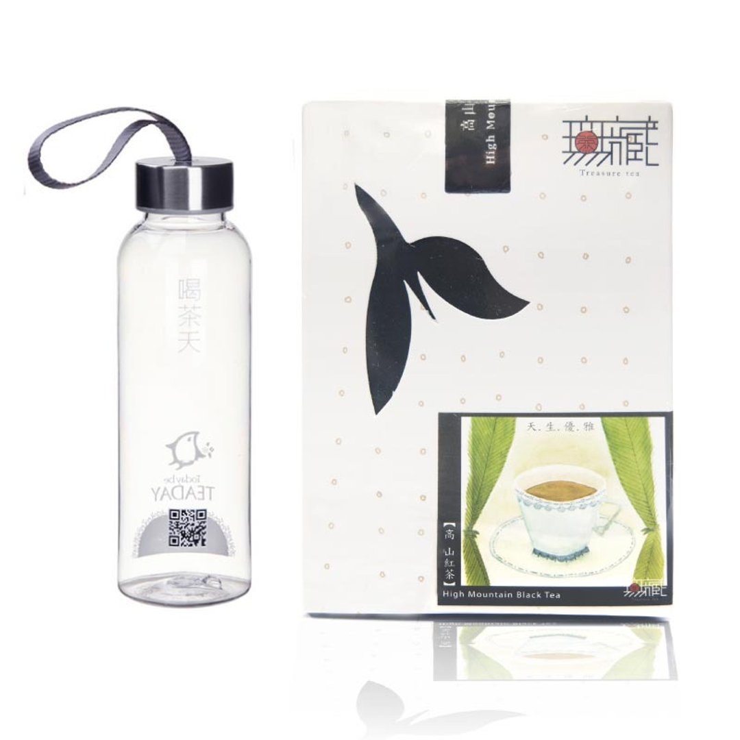 【简单泡茶组】阿里山高山红茶◆10入三角茶包+随身耐热瓶◆ - 茶 - 其他材质 黑色