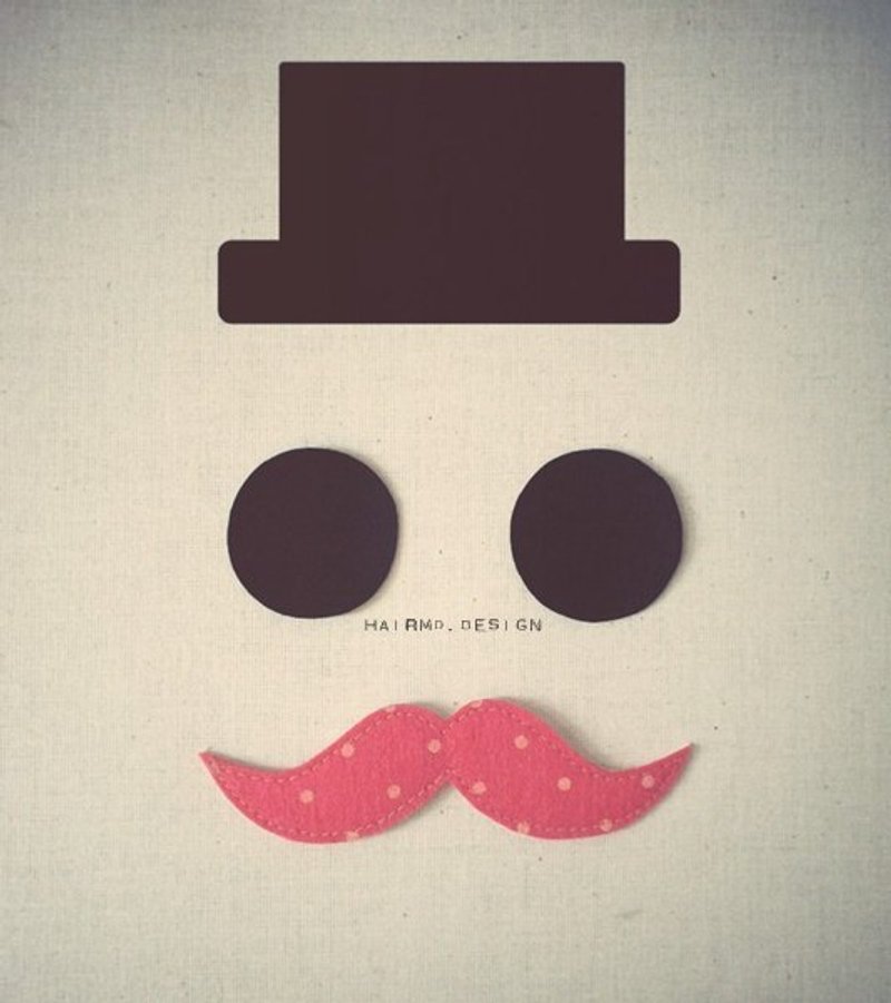 hairmo。点点翘胡子先生别针a款(玫红) - 胸针 - 其他材质 红色