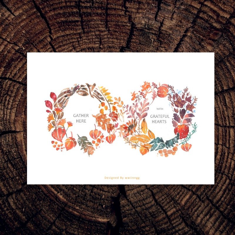 插画明信片-满满的感谢 - 卡片/明信片 - 纸 橘色