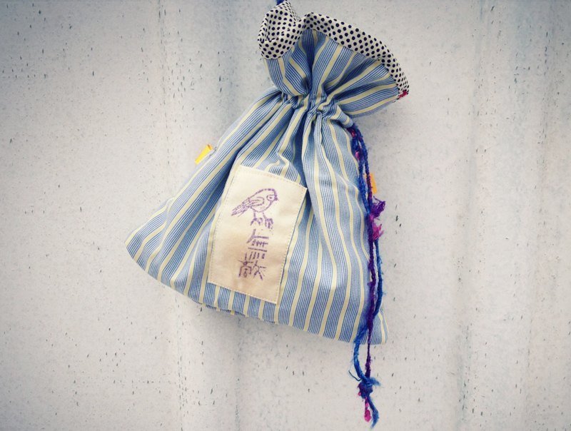 无敌小鸟子的衬衫布束口袋 - 其他 - 其他材质 蓝色