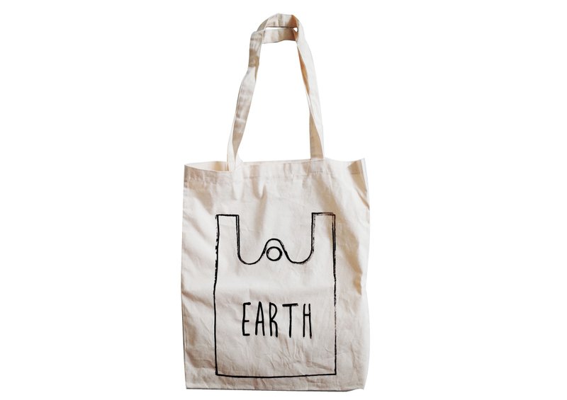 【隐性/显性】::手工::布袋::‘EARTH’/购物袋/书包/随身包/文青/类帆布/礼物/肩背/A3大小 - 侧背包/斜挎包 - 棉．麻 卡其色