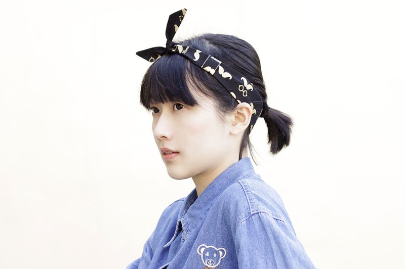 棉质布料发带--烫金翘胡子 - 发饰 - 其他材质 黑色