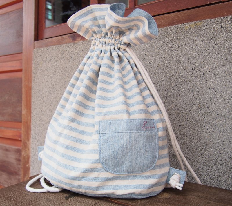 条纹后背袋-大人版 - 后背包/双肩包 - 其他材质 蓝色