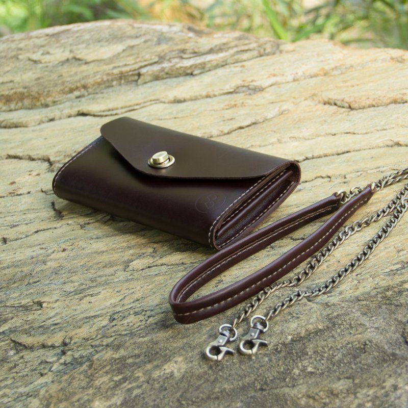 DUAL- 植鞣牛皮手拿/斜背包-油腊深咖  母亲节专属定制 刻字 - 侧背包/斜挎包 - 真皮 咖啡色