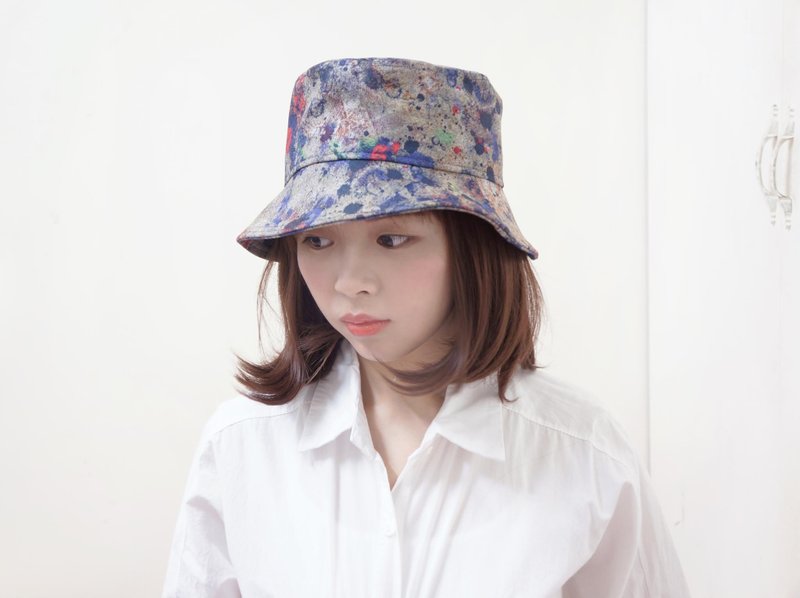 Mouton blanC 好少女渔夫帽 _ 绚烂泼墨画 - 帽子 - 其他材质 蓝色