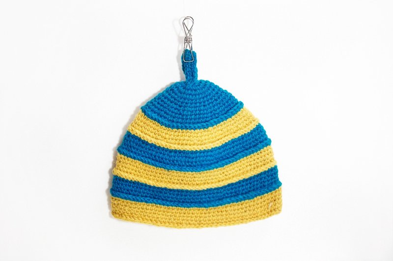 交换礼物 限量手工编织纯羊毛帽 / 针织毛帽 / 毛线帽  (made in nepal) - 条纹清新西瓜 - 帽子 - 其他材质 黄色