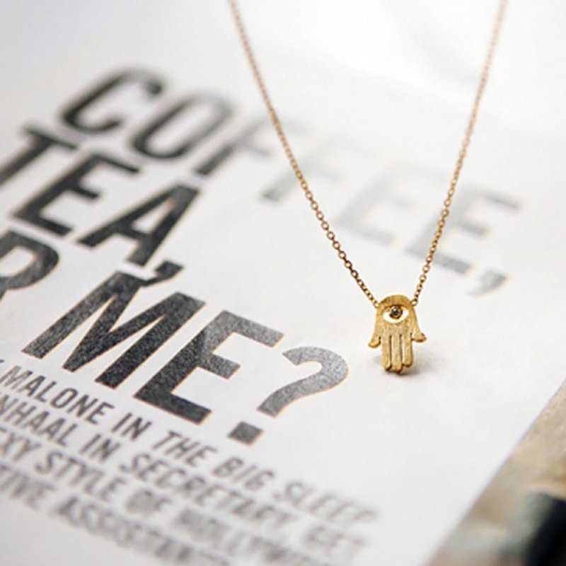 Cha mimi。娜芙蒂蒂。掌心祝福话语 雾金项链 - 项链 - 其他材质 金色