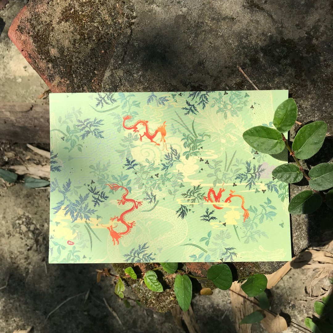 【端午/故事插画明信片】 /龙/粽子/传承 - 卡片/明信片 - 纸 绿色