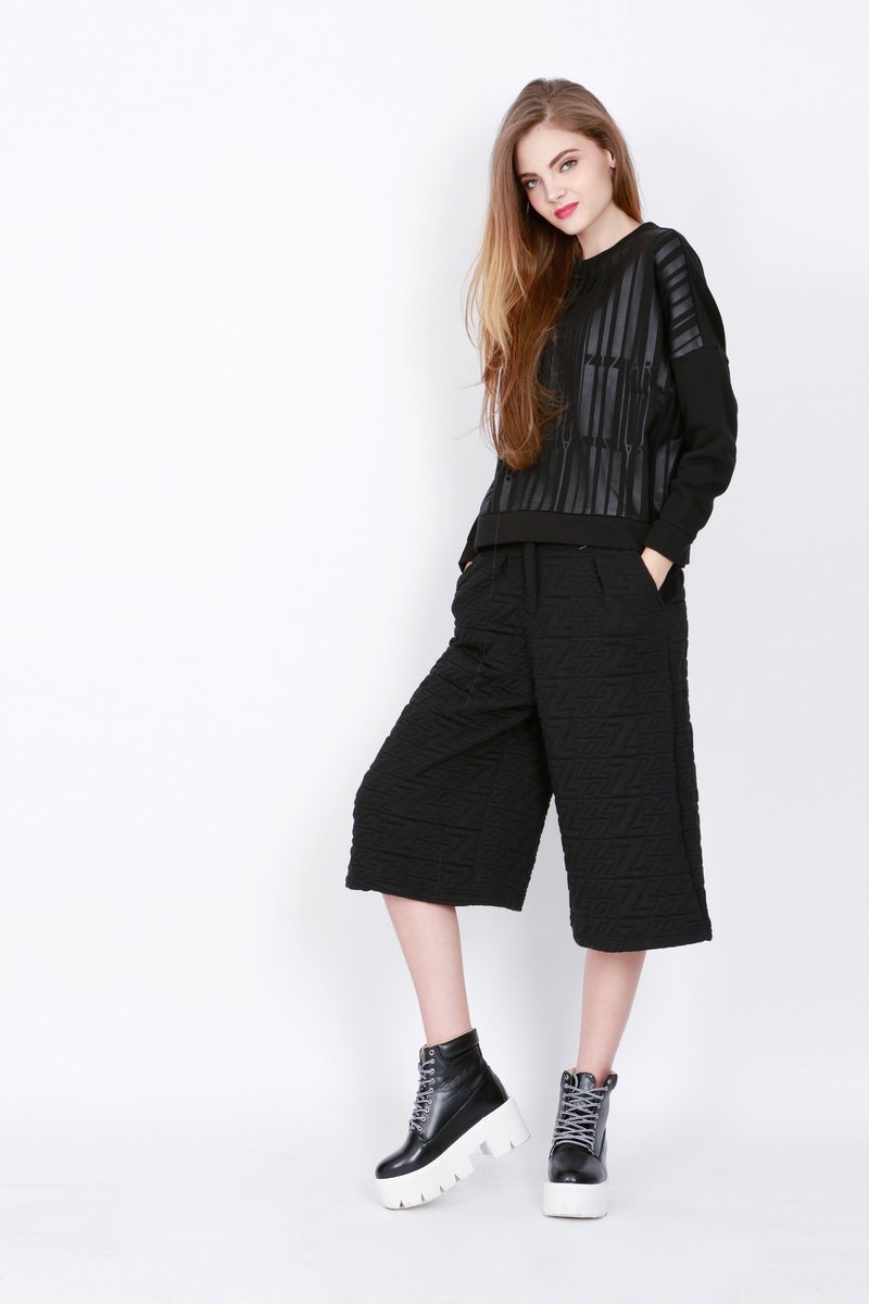 ZIZTAR 线的起点汗衣 KW14-093 - 女装上衣 - 其他材质 黑色