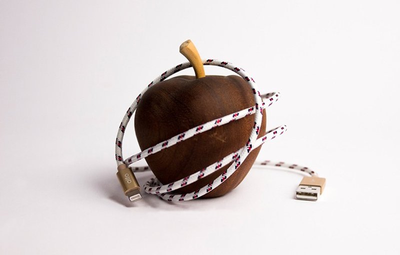 Alto 编织花纹 Lightning 充电传输线 - 白/香槟金 - 充电宝/传输线 - 棉．麻 白色