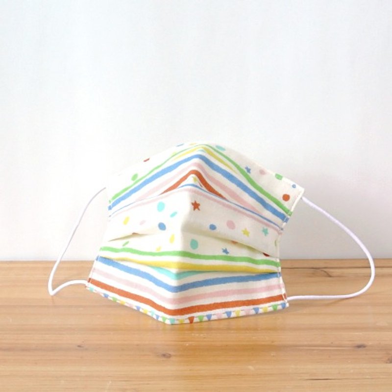 可洗涤、舒适且可爱的手工立体口罩 Garland Dot Multi Green 交换礼物 | TEMARIYA - 口罩 - 棉．麻 多色