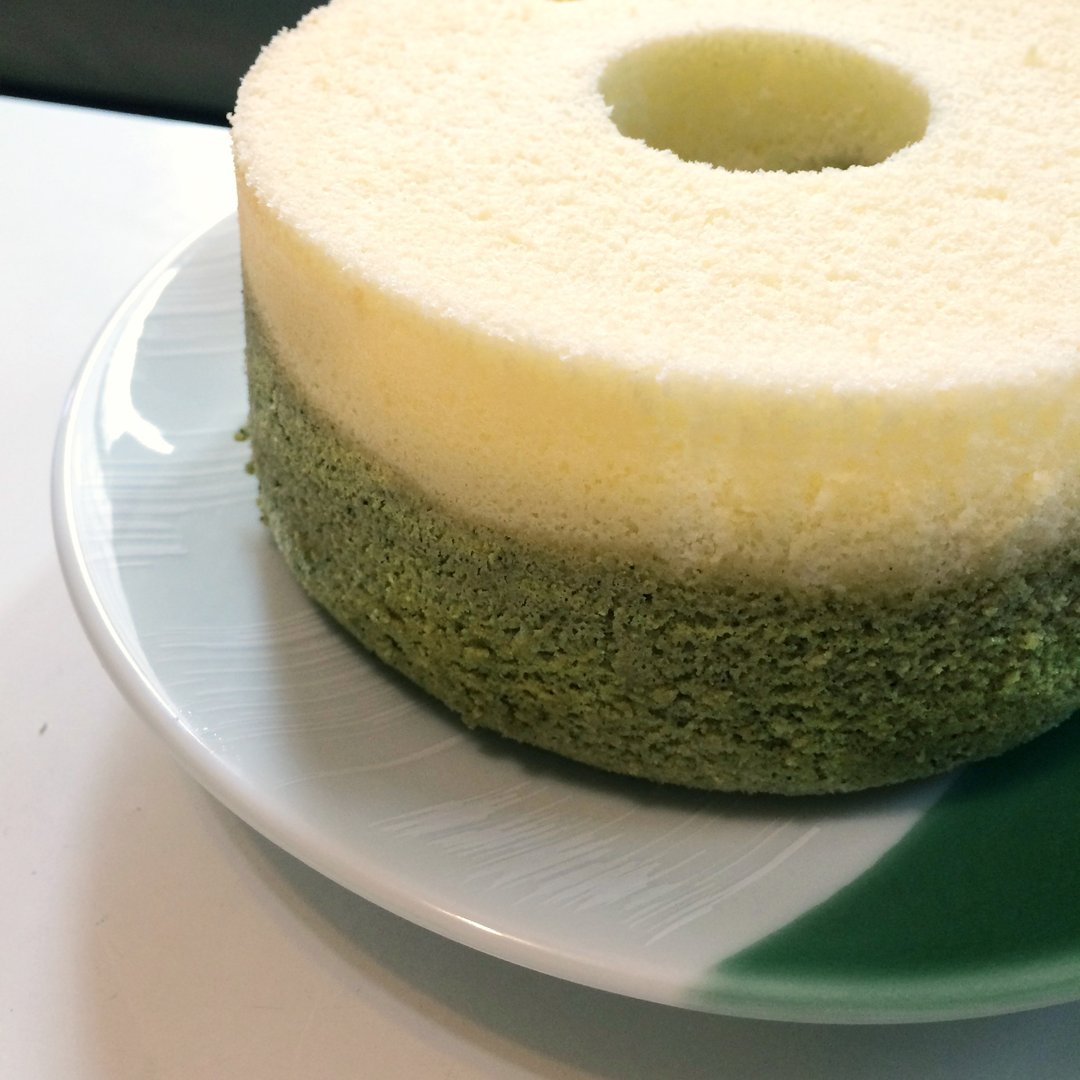 双色戚风蛋糕(伯爵+可可、原味+抹茶)。8寸 - 咸派/甜派 - 新鲜食材 绿色