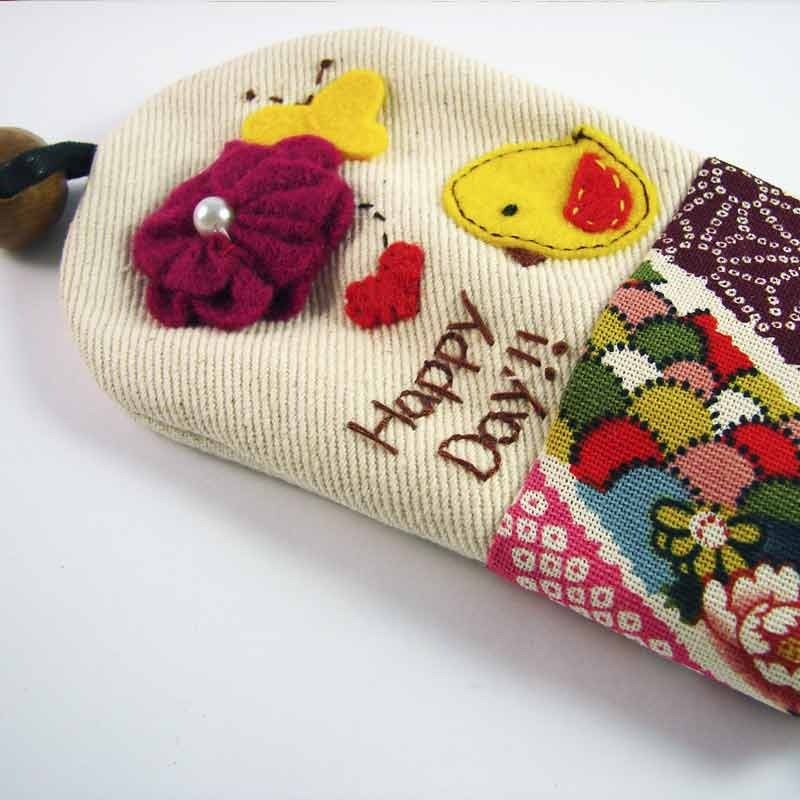 Cheerful。手工缝制抽拉式钥匙包/钥匙套/_红 - 钥匙链/钥匙包 - 其他材质 红色