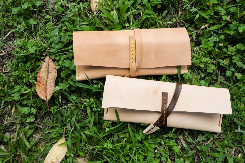 好文青笔袋 原色 手工真皮革笔袋 定制打印英文字母 铅笔袋 - 铅笔盒/笔袋 - 真皮 