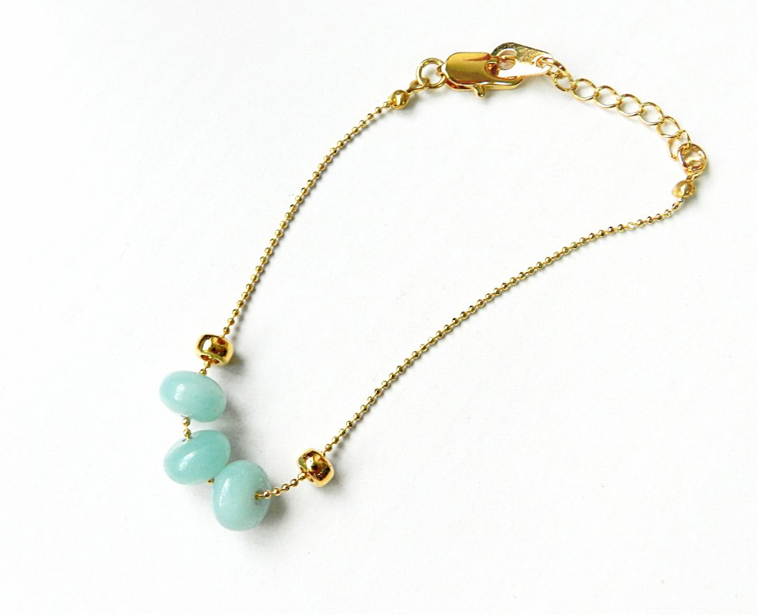 【 AMAZONITE 】天河石镀金手链 - 手链/手环 - 宝石 蓝色