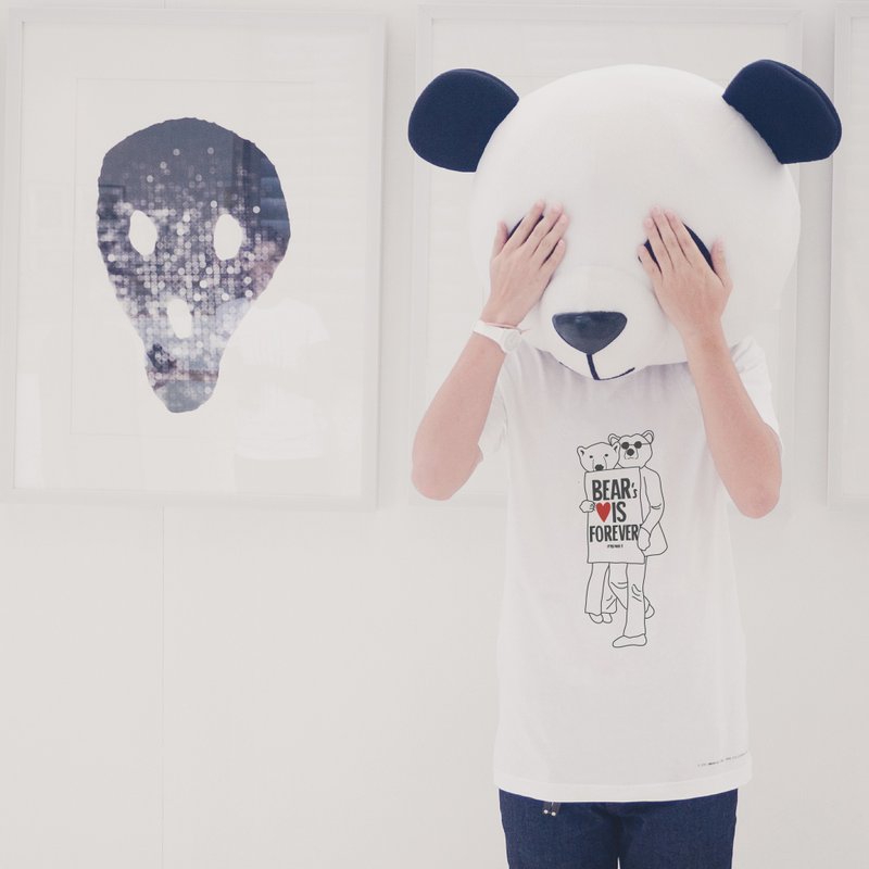 'BEAR'S LOVE IS FOREVER' 变色 T-shirt - 中性连帽卫衣/T 恤 - 棉．麻 白色