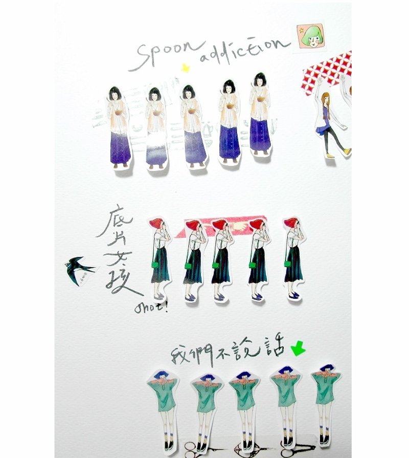 spoon女孩五入贴纸组 - 贴纸 - 纸 多色