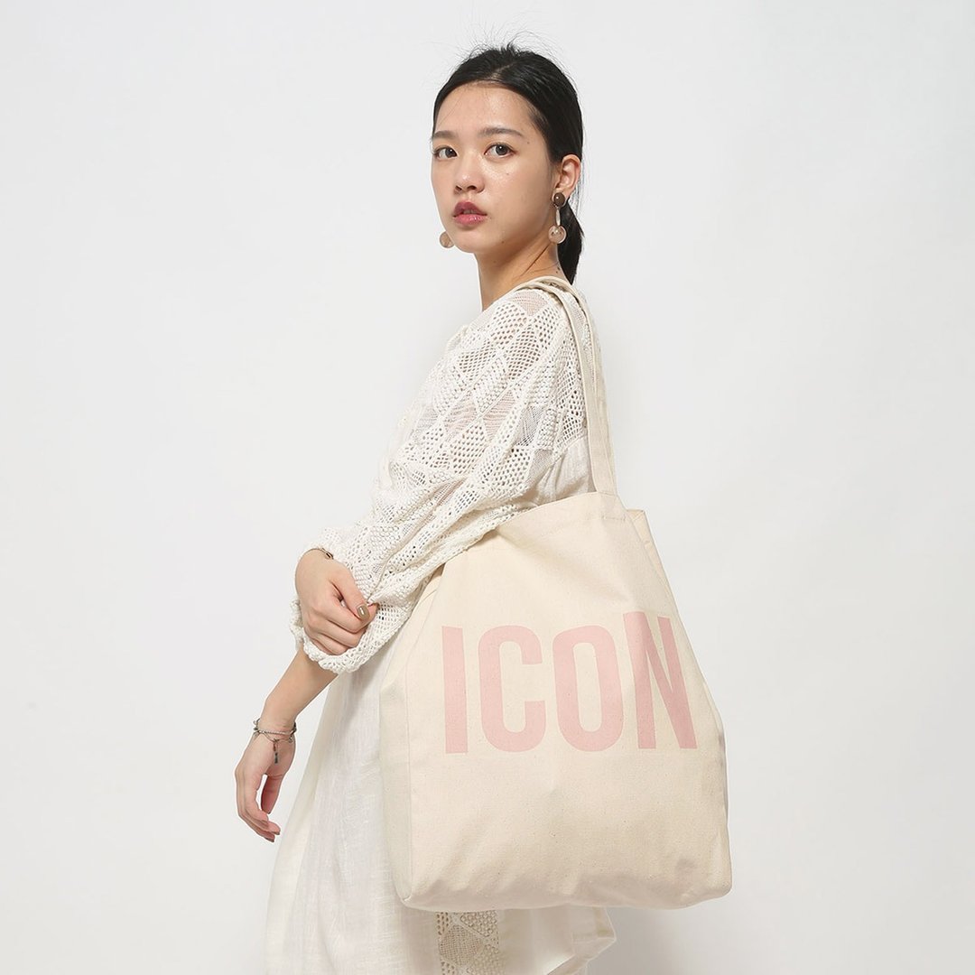 ICON 原创帆布托特包 - 4种尺寸 - 侧背包/斜挎包 - 棉 粉红色