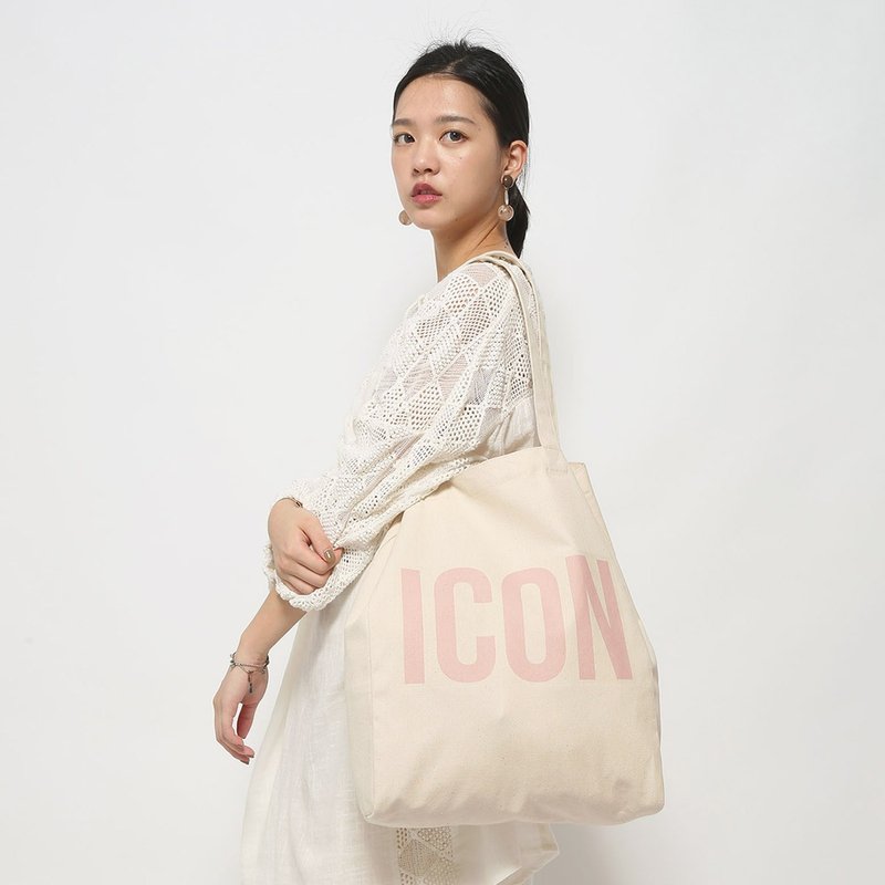 ICON 原创帆布托特包 - 4种尺寸 - 侧背包/斜挎包 - 棉．麻 粉红色