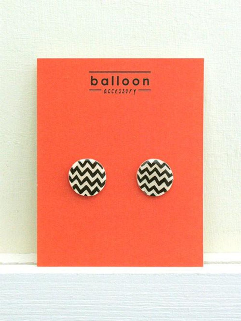 几何图样圆形耳环 - 耳环/耳夹 - 压克力 黑色