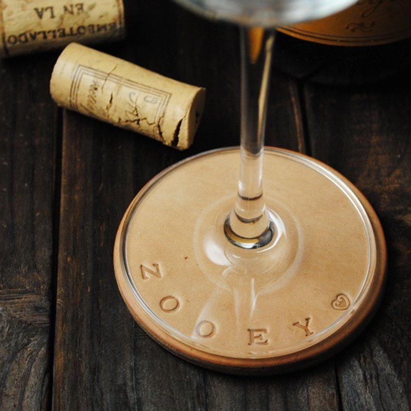 (单面打印)【可刻字的真皮杯垫】牛皮酒杯垫 真皮杯垫 客制化 皮革订做杯垫 - 其他 - 真皮 咖啡色