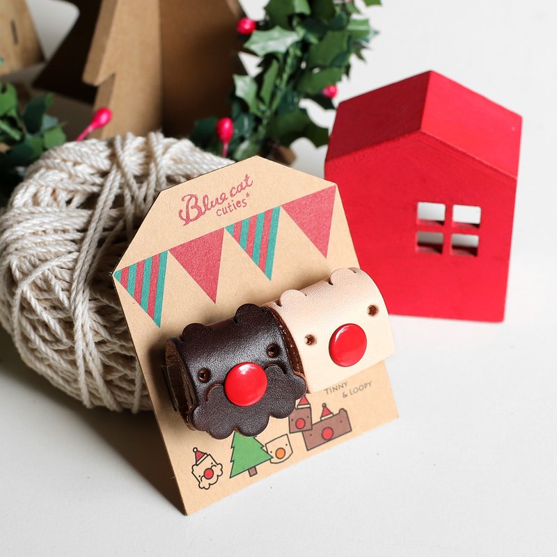 圣诞礼物/掉进烟囱的圣诞老人Tinny 真皮革集线器 白麋鹿 - 卷线器/电线收纳 - 真皮 黑色