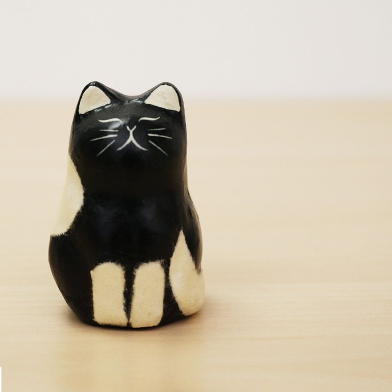 和纸猫咪-珍珠奔驰(黑白猫) 疗愈感满满 治愈小物 日本纯手工 家饰 摆饰 情人节 礼物 周年庆 - 摆饰 - 纸 黑色