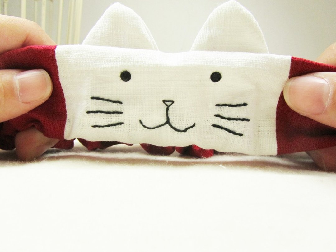 圈圈猫 - 手工拼接猫咪大肠圈/发圈/发束 - 喜气红 - 发饰 - 其他材质 红色