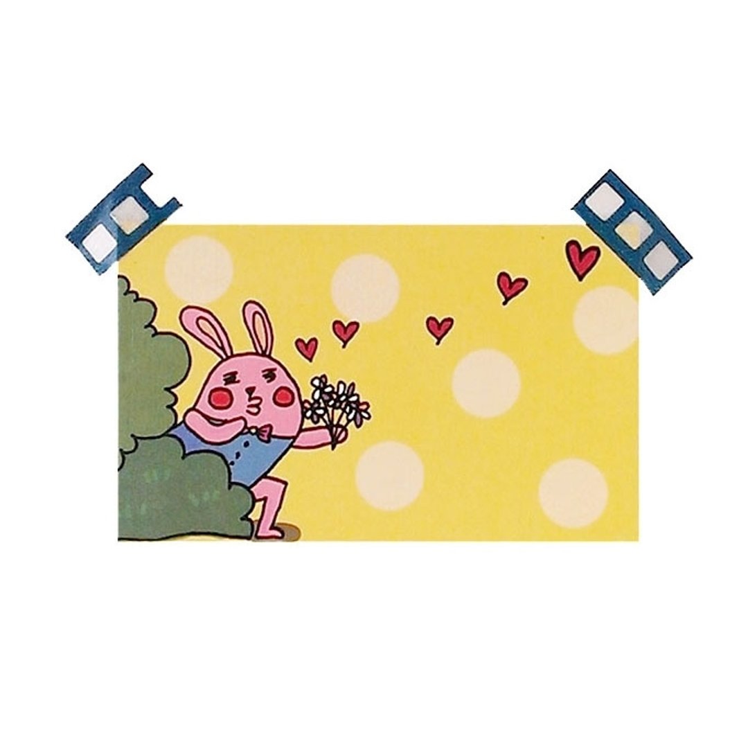 【礼物小卡】 胶囊兔偷偷送花卡片 - 卡片/明信片 - 纸 黄色
