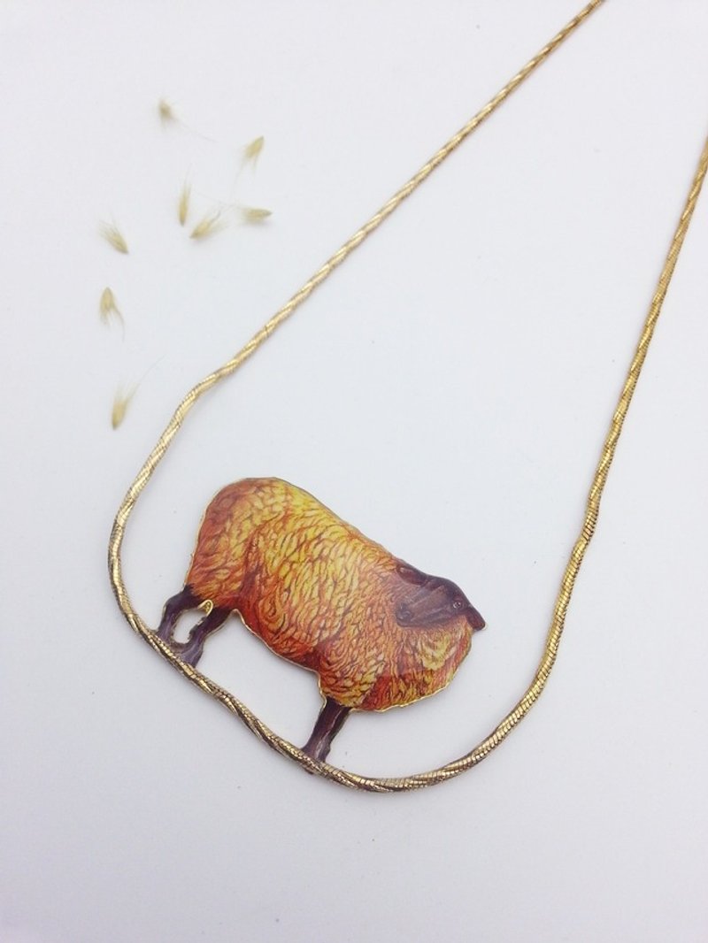 【Lost and find】 站在颈项上的羊 - 项链 - 塑料 咖啡色