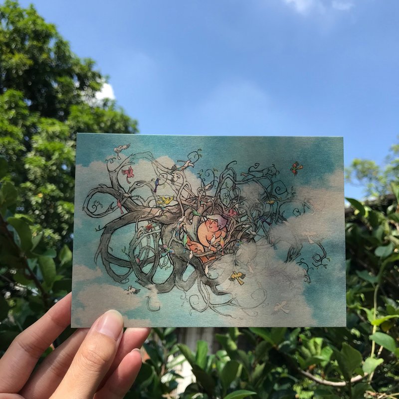 【天空之旅/故事插画明信片】 /飞翔/鸟儿/相处 - 卡片/明信片 - 纸 蓝色